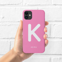Roze Monogram Telefoonhoesje met Bubblegum Tint