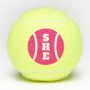 Roze monogram tennisballen cadeau voor speler & co
