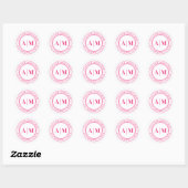 Roze Monogram Terugadres Ronde Sticker (Vel)