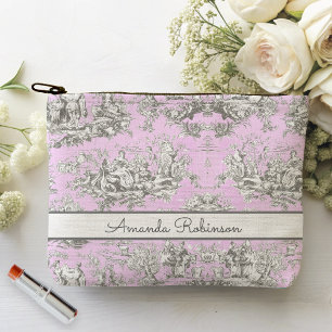 Roze Monogram Toile de Jouy Meer Bloemen Vintage Etui