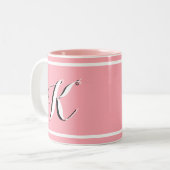 Roze Monogram Tweekleurige Koffiemok (Voorkant links)