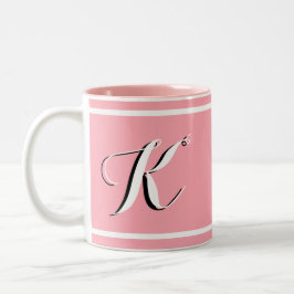 Roze Monogram Tweekleurige Koffiemok