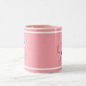 Roze Monogram Tweekleurige Koffiemok (Center)