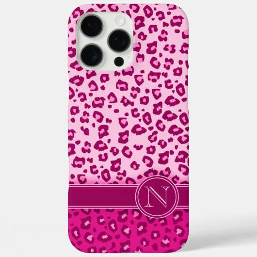 Roze monogram van de luipaard Case-Mate iPhone case (Achterkant)