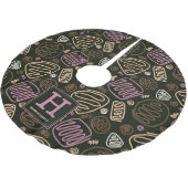 Roze monogram van één lijnpatroon voor artistieke  kerstboom rok (Gekanteld)