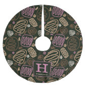Roze monogram van één lijnpatroon voor artistieke  kerstboom rok (Voorkant)