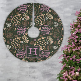 Roze monogram van één lijnpatroon voor artistieke kerstboom rok