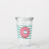 Roze monogram van het Donut Ribbon Stripes, bevror Acryl Drinkbeker (Voorkant)