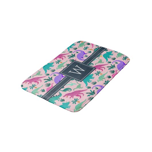 Roze | Monogram van het Kind van het florenpatroon Badmat (Gekanteld)