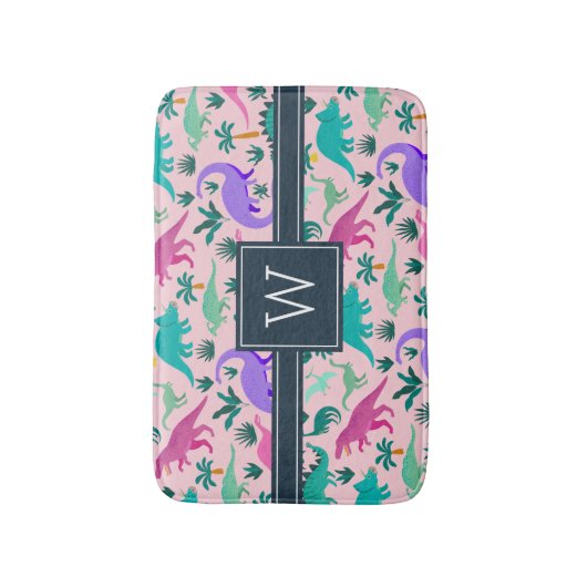 Roze | Monogram van het Kind van het florenpatroon Badmat (Voorkant Verticaal)