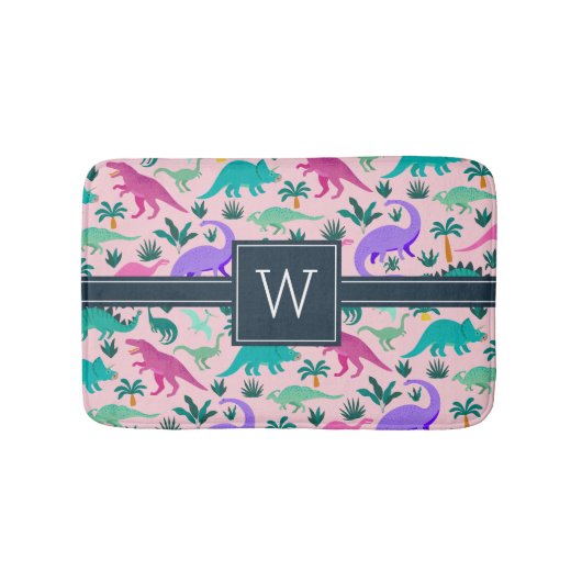 Roze | Monogram van het Kind van het florenpatroon Badmat (Voorkant)