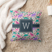 Roze | Monogram van het Kind van het florenpatroon Kussen (Deken)
