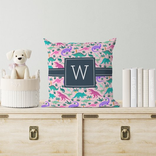 Roze | Monogram van het Kind van het florenpatroon Kussen