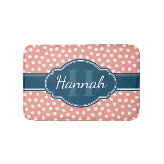 Roze monogram van het witte patroon badmat (Voorkant)
