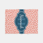 Roze monogram van het witte patroon fleece deken (Voorkant (Horizontaal))