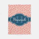 Roze monogram van het witte patroon fleece deken (Voorkant)