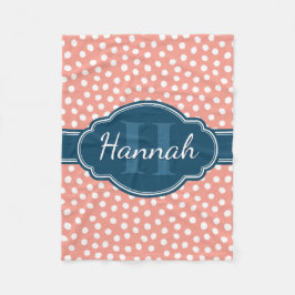 Roze monogram van het witte patroon fleece deken