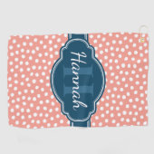 Roze monogram van het witte patroon golfhanddoek (Horizontaal)