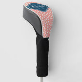 Roze monogram van het witte patroon golfheadcover (Schuin)