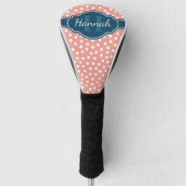 Roze monogram van het witte patroon golfheadcover