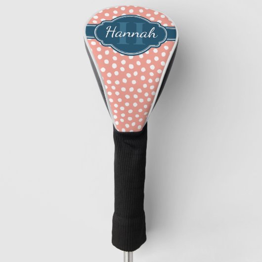 Roze monogram van het witte patroon golfheadcover (Voorkant)