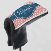 Roze monogram van het witte patroon golfheadcover (3/4 voorkant)