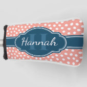 Roze monogram van het witte patroon golfheadcover (Voorkant)