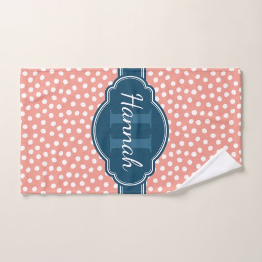 Roze monogram van het witte patroon handdoek (Handdoek)