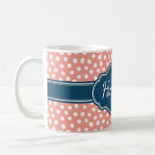 Roze monogram van het witte patroon koffiemok (Links)