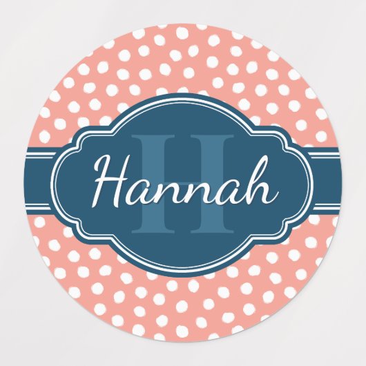 Roze monogram van het witte patroon labels (Design 1)