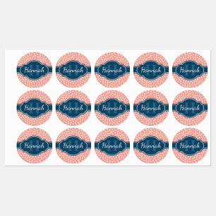Roze monogram van het witte patroon labels