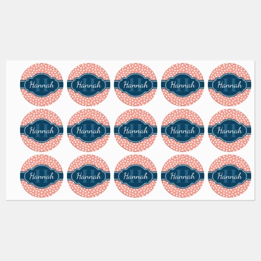 Roze monogram van het witte patroon labels (Vel)