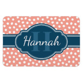 Roze monogram van het witte patroon magneet (Horizontaal)