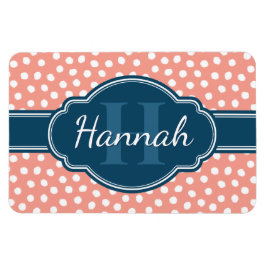 Roze monogram van het witte patroon magneet