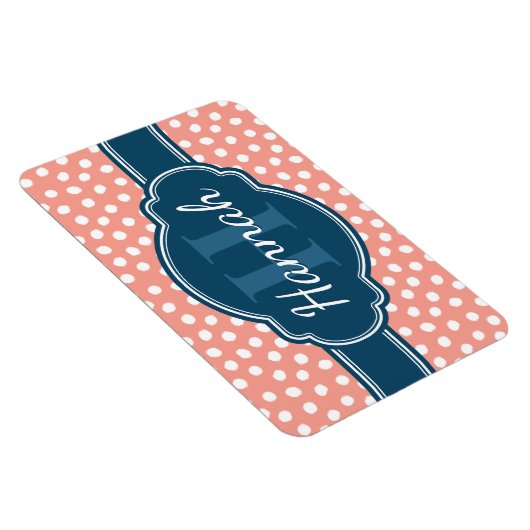 Roze monogram van het witte patroon magneet (Rechterzijde)