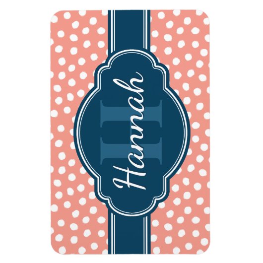 Roze monogram van het witte patroon magneet (Verticaal)