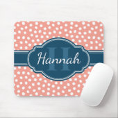 Roze monogram van het witte patroon muismat (Met muis)