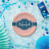 Roze monogram van het witte patroon papieren bordje (Feest)