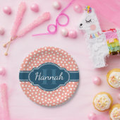 Roze monogram van het witte patroon papieren bordje (Feest)