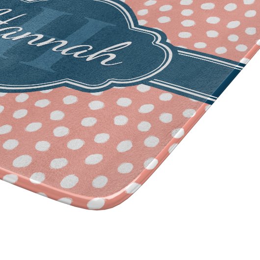 Roze monogram van het witte patroon snijplank (Hoek)