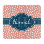 Roze monogram van het witte patroon snijplank (Voorkant)