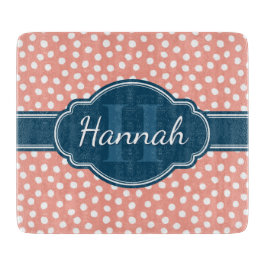 Roze monogram van het witte patroon snijplank