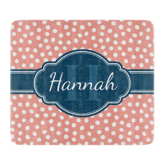 Roze monogram van het witte patroon snijplank (Voorkant)