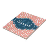 Roze monogram van het witte patroon tegeltje (Zijkant)