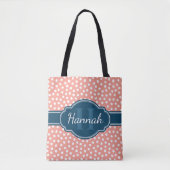 Roze monogram van het witte patroon tote bag (Voorkant)