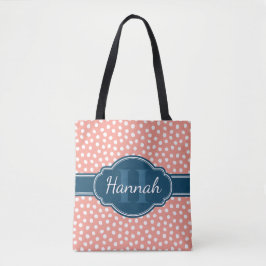 Roze monogram van het witte patroon tote bag