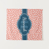 Roze monogram van het witte patroon wandkleed (Voorkant (horizontaal))