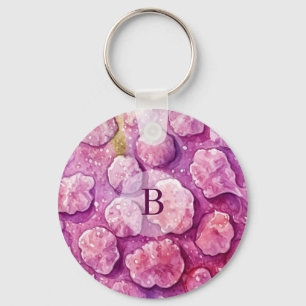 Roze Monogram Virus Bacteriën Patroon Sleutelhanger