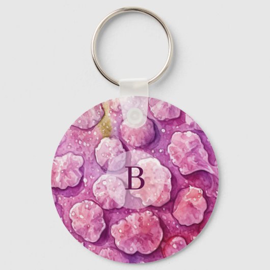Roze Monogram Virus Bacteriën Patroon Sleutelhanger (Voorkant)