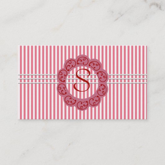 Roze monogram Visitekaartje (Voorkant)